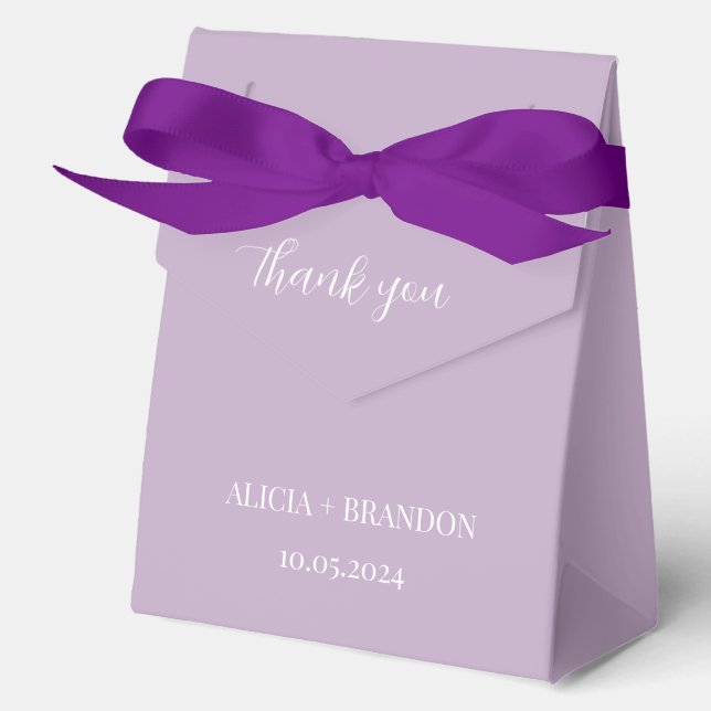Purple Violet Lavender Lilac Modern Wedding Favour Box (Front)