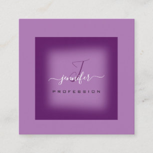 Purple Violet Makeup Monogram Name Social Media Square Business Card