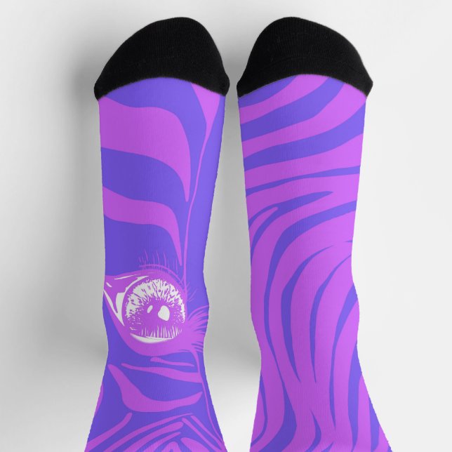 Purple Violet Mismatched Zebra Socks (Top)
