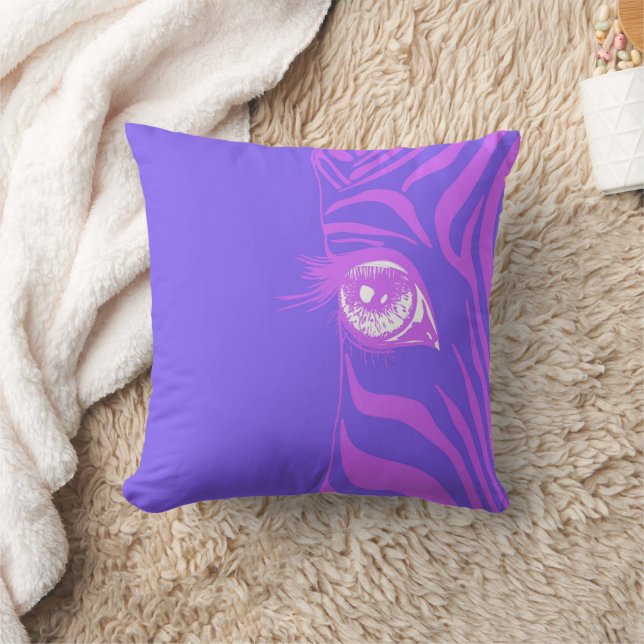 Purple Violet Mismatched Zebra Throw Pillow (Blanket)