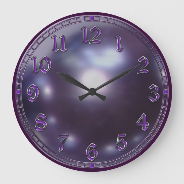 Purple, Violet  Pearl Large Clock (Front)