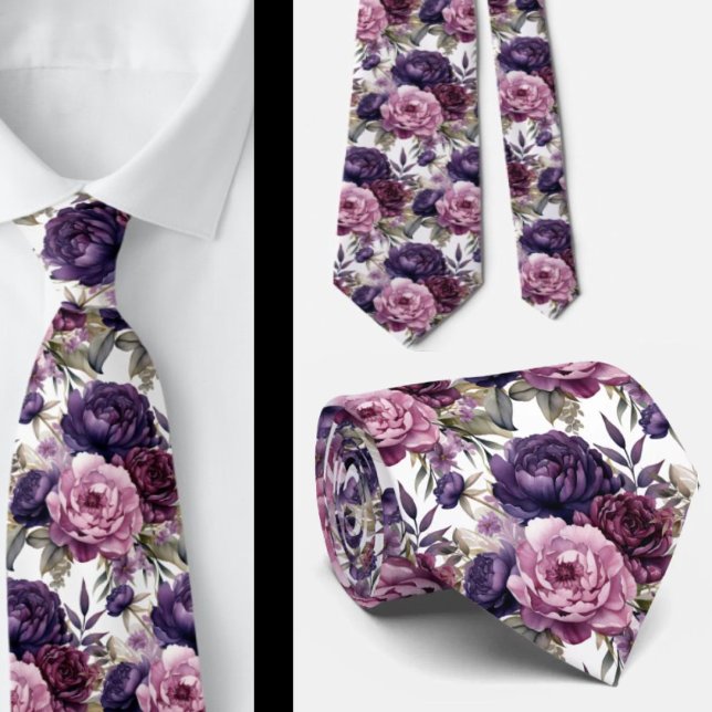 Purple Violet Peonies Poenies Floral Tie (Creator Uploaded)