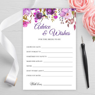 Purple Violet Peony Floral Advice and Wishes card
