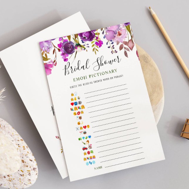 Purple Violet Peony Floral Bridal Shower Card (Creator Uploaded)