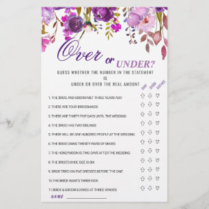 Purple Violet Peony Floral Bridal Shower Game