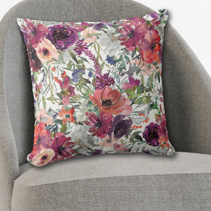 Purple Violet Pink Floral Medley Pattern Cushion