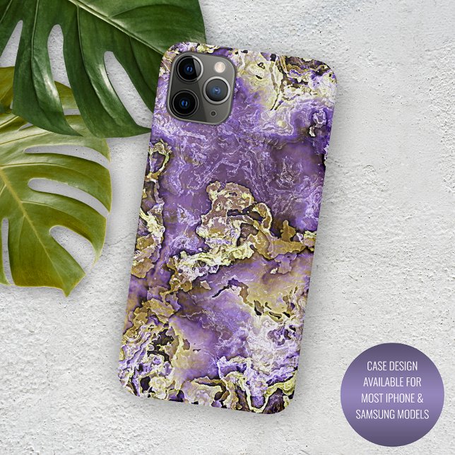 Purple Violet Pink Gold Minerals Agate Art Pattern iPhone Case (Creator Uploaded)