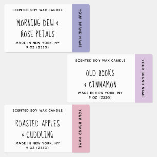 Purple Violet Pink Scented Candles Labels