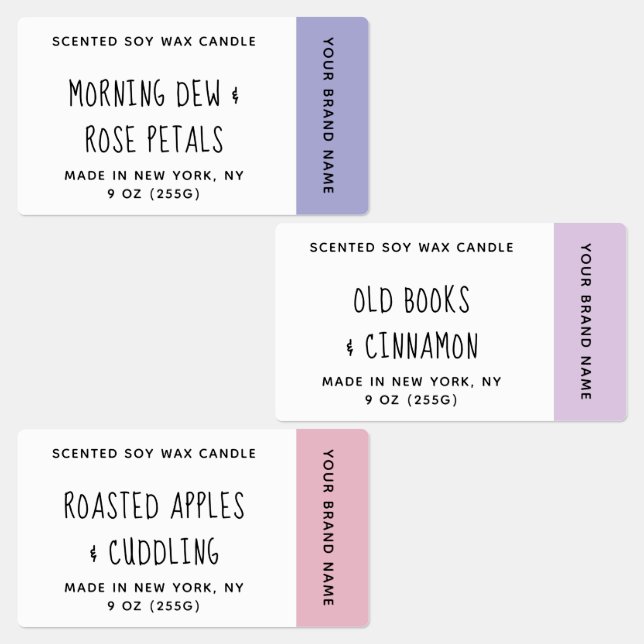 Purple Violet Pink Scented Candles Labels (Group)