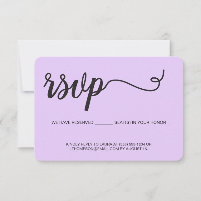 Purple Violet RSVP without mailing Reserved Seat (Front)