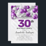 Purple Violet Silver Balloon Glitter 30th Birthday Invitation<br><div class="desc">Modern Glam Purple Violet Silver Balloon Glitter Sparkle Any Age Birthday Invitation</div>