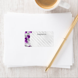 Purple Violet Silver Balloon Glitter Birthday  Label