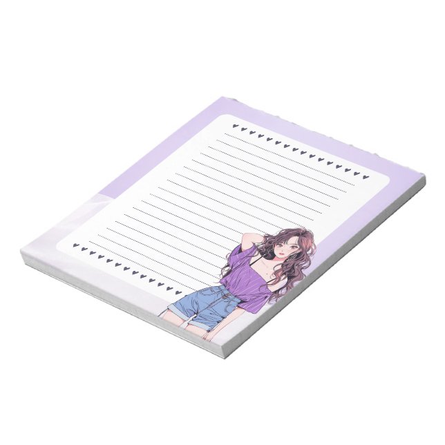 Purple Violet Simple Cute Anime Boho Notepad (Rotated)