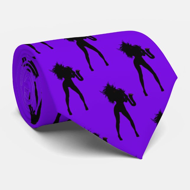 Purple Violet Tie Saxo Player Girl - Choose Colour (Rolled)