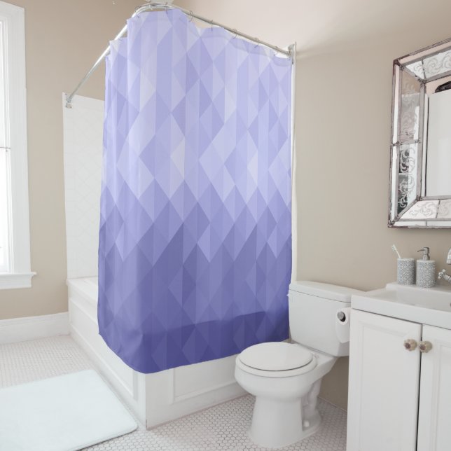 Purple violet triangle geometric squares shower curtain (In Situ)