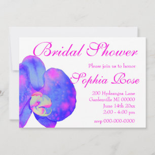 Purple violet watercolor orchid painting invitation