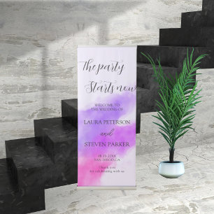 Purple Violet Watercolor Splash Wedding welcome Retractable Banner