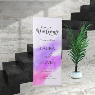 Purple Violet Watercolor Splash wedding welcome Retractable Banner