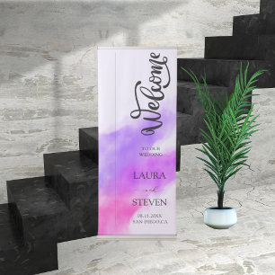 Purple Violet Watercolor Splash wedding welcome Retractable Banner