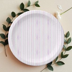 Purple   Violet Watercolor Striped Paper Plate