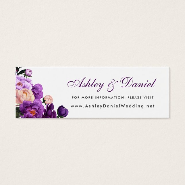 Purple Violet Wedding Website Insert Card (Front)