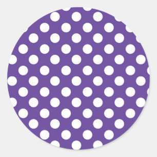 Purple Violet & White Polka Dots Birthday Party Classic Round Sticker