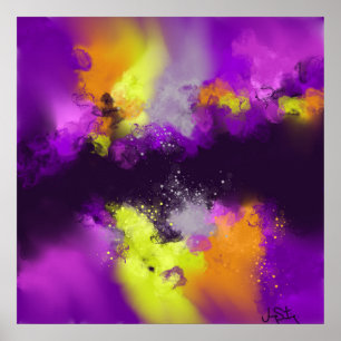 Purple Violet Yellow Modern Abstract Art Print
