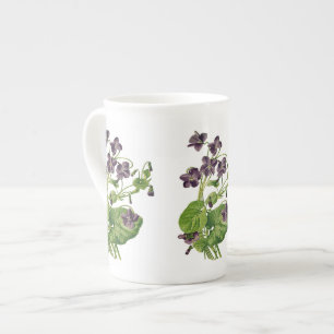 Purple Violets Botanical Bone China Mug