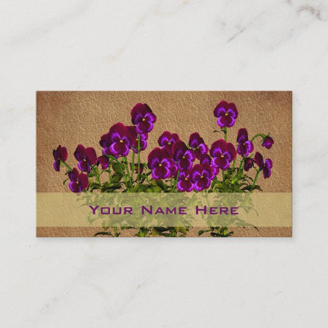Purple Violets Floral Art Business Card (Front)
