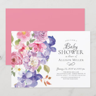 Purple Violets Floral BABY Shower Invitations