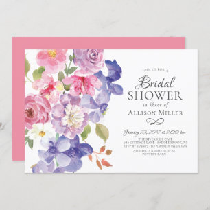 Purple Violets Floral Bridal Shower Invitations