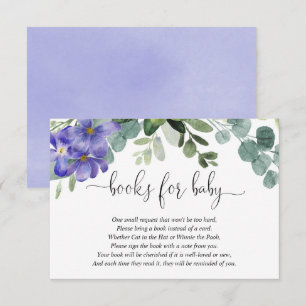 Purple violets greenery baby shower books for baby enclosure card