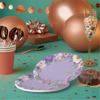 Purple Violets Hand Painted Paper Plate