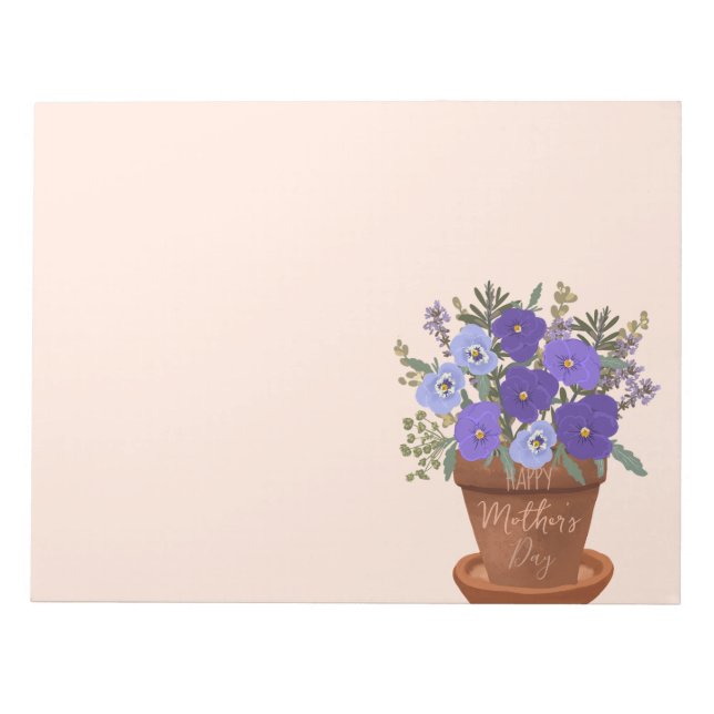 Purple Violets in a Pot – Mother’s Day Floral Notepad (Front)