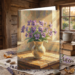 Purple Violets Just Saying Hi Thinking of You Card