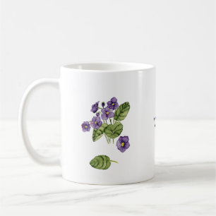 Purple violets watercolor botanical Mug