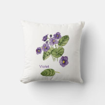 Purple violets watercolor Throw Pillow