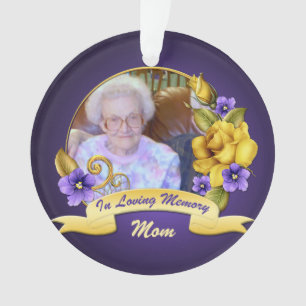 Purple Violets Yellow Roses Memorial Keepsake Ornament
