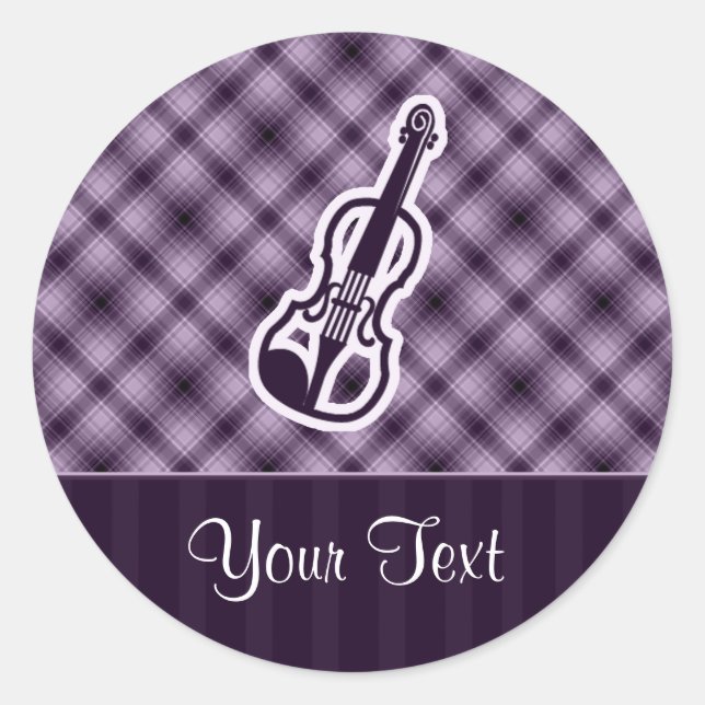 Purple Violin Classic Round Sticker (Front)