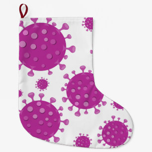 Purple Viral Particle Large Christmas Stocking