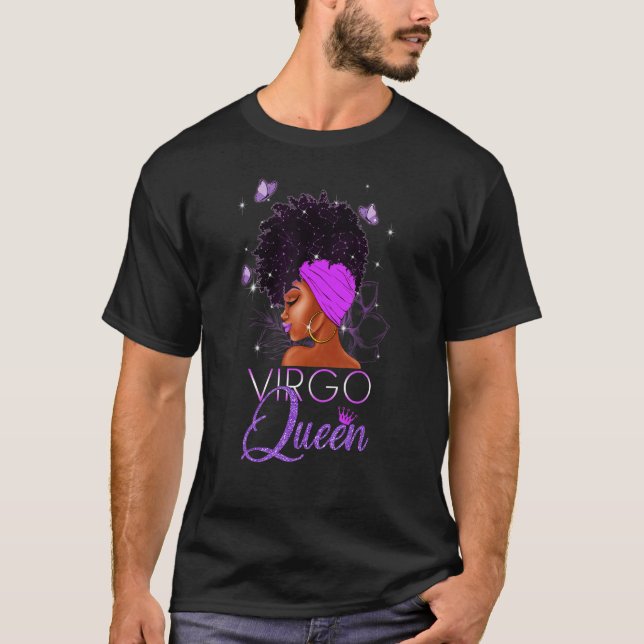 Purple Virgo Queen African American Woman August S T-Shirt (Front)