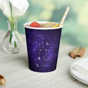 Purple Virgo Zodiac Cosmic Astrology Horoscope Paper Cups