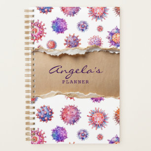 Purple Virus Bacteria Pattern Custom Planner