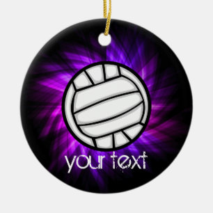 Purple Volleyball Ceramic Tree Decoration