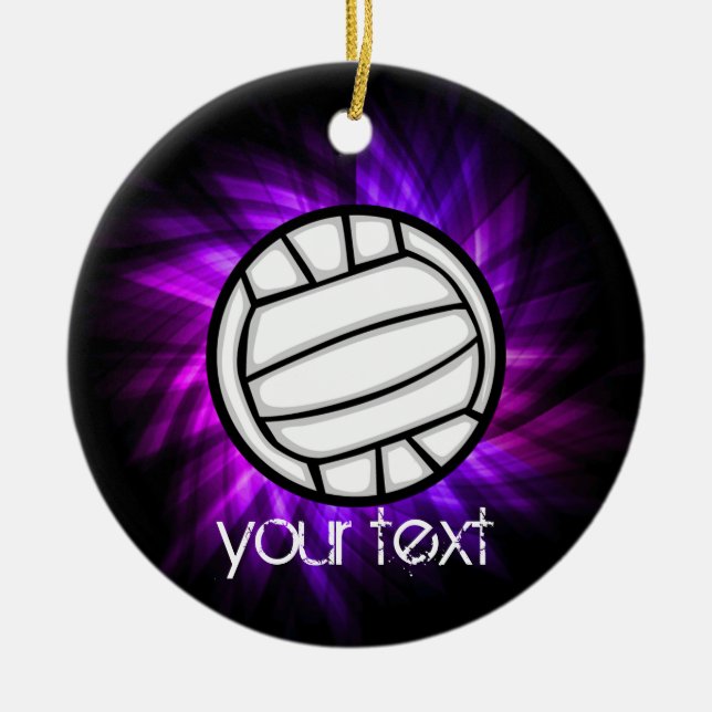 Purple Volleyball Ceramic Tree Decoration (Front)