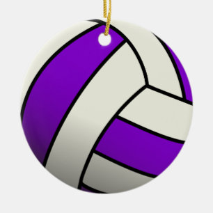 Purple Volleyball Ceramic Tree Decoration