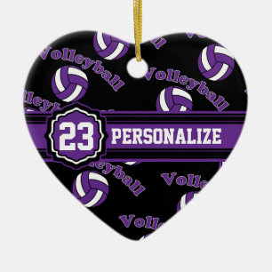 Purple Volleyball Ceramic Tree Decoration