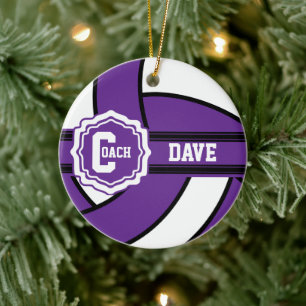 Purple Volleyball   Coach Ceramic Tree Decoration