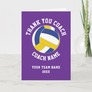 Purple Volleyball Coach Team Appreciation Thank You Card