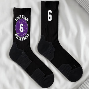 Purple Volleyball Custom Team Name & Player Number Socks